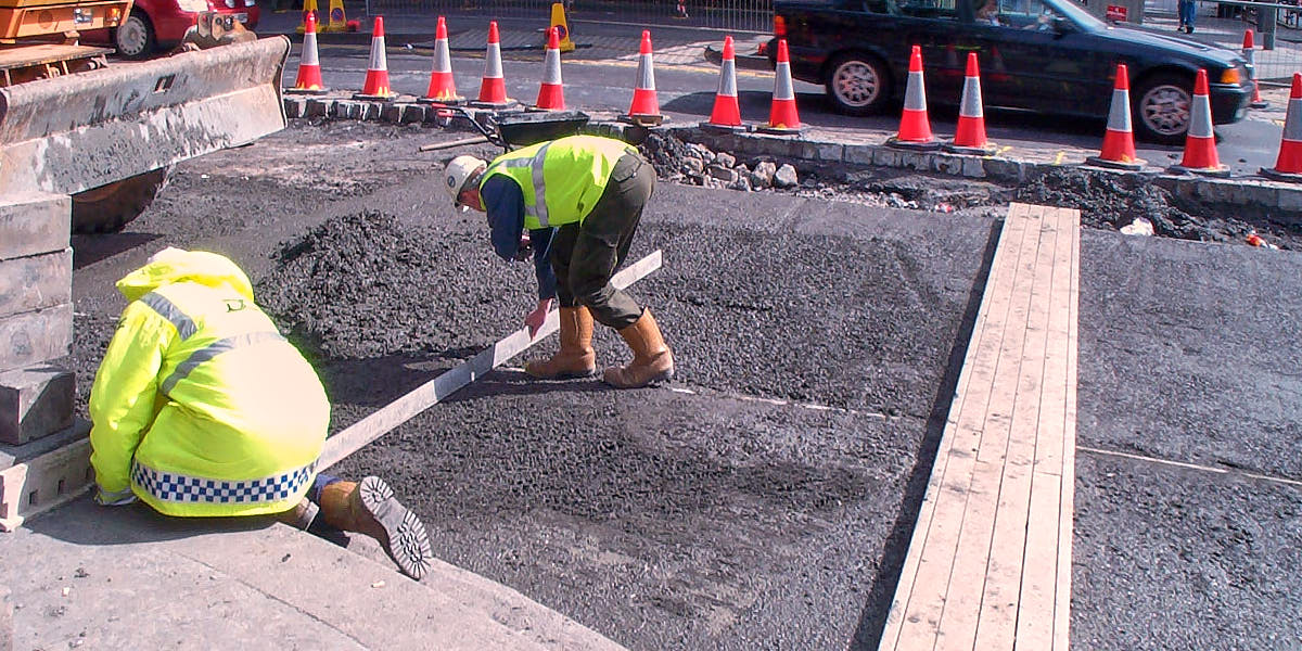 Concrete being laid for block paving - Sandberg provide pavement consultancy services